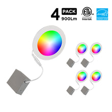 Load image into Gallery viewer, 6" Smart WiFi Color + White LED Recessed Light Fixture (4-Pack)