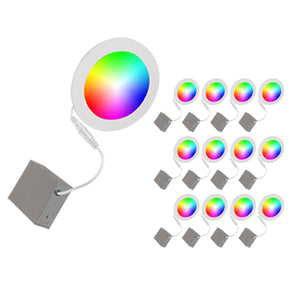 5-Pack Color Changing LED Puck Light Kit with Remote, RGB + Cool