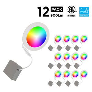 6" Smart WiFi RGB+White LED Recessed Light Fixture (12-Pack)