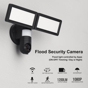 WiFi Waterproof Outdoor Security Light with HD 1080p Camera, Black